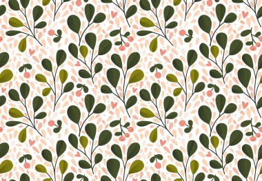 Çiçek deseni. Moda izleri için kusursuz vektör dokusu. El çizimi tarzı, hafif arkaplan.