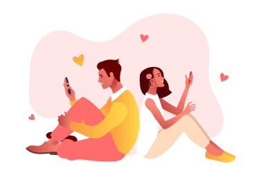 Sanal ilişkiler ve online randevu ve sosyal ağ konsepti.