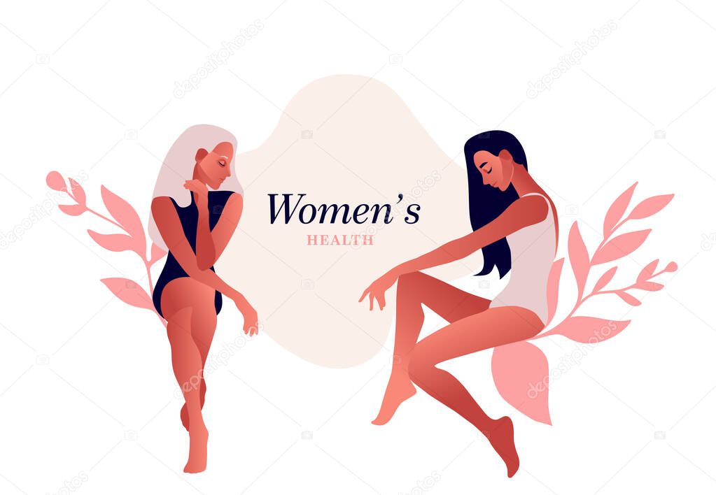 Urinary incontinence, cystitis, involuntary urination woman vector illustration. Bladder problems. Menopause, woman health.