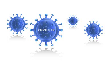 Coronavirus 2019-ncov. Corona virüsü, yüzen Çin patojen solunum gribi virüsünün mavi renginde. Bölüm 10 'da illülasyon vektörü.