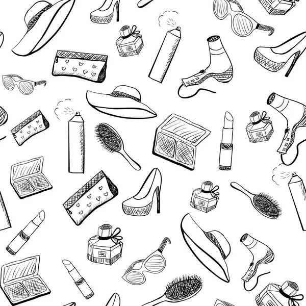 seamless modeli siyah beyaz güzellik nesneleri