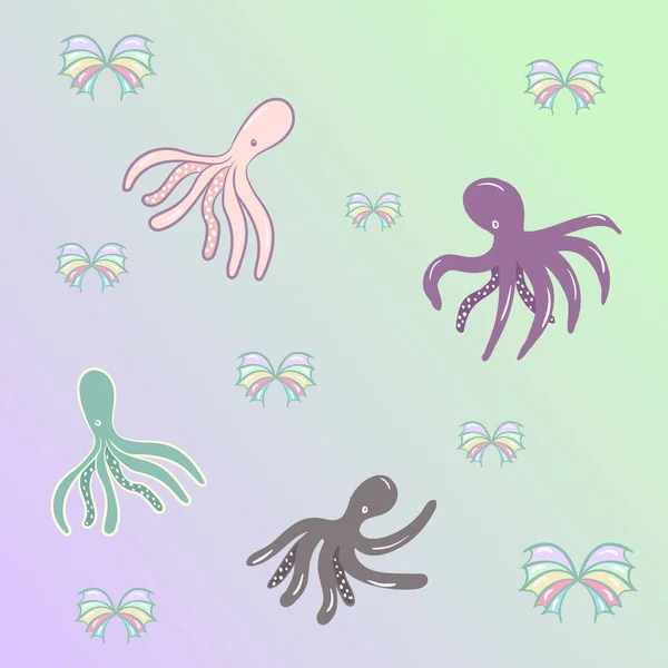 degrade arka plan üzerinde dört ahtapot