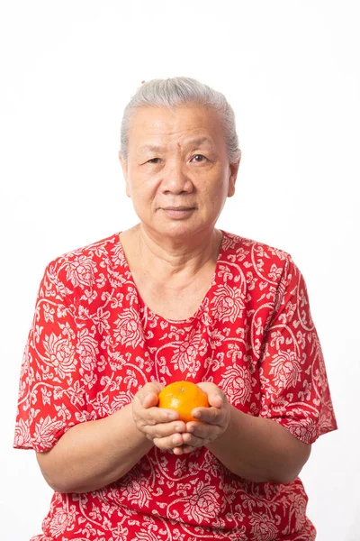 Velha mulher e ano novo chinês — Fotografia de Stock