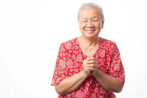 Yaşlı kadın ve Çinli yeni yıl — Stok fotoğraf