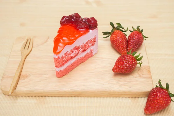 Garniture Gâteau Aux Fraises Sauce Aux Fraises — Photo