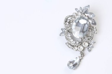 brooch with silver flowers and jewellry clipart