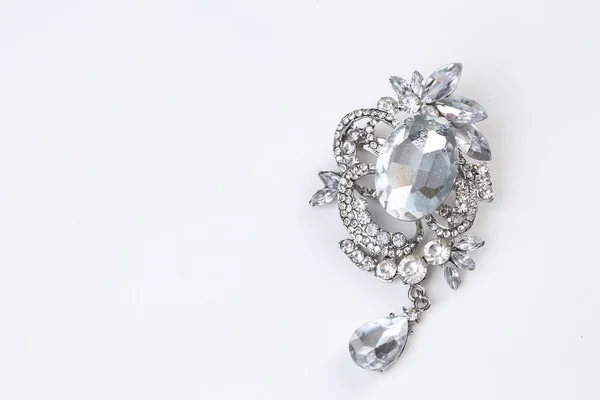 Broche con flores de plata y joyas — Foto de Stock