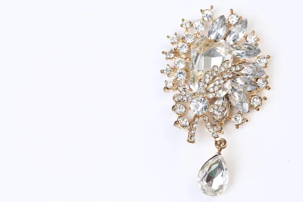 Diamante em broche de ouro flor — Fotografia de Stock