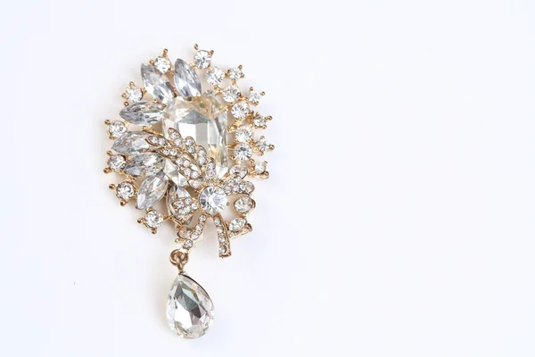 Diamante em broche de ouro flor — Fotografia de Stock