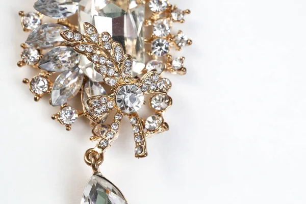 Diamante em broche de ouro flor — Fotografia de Stock