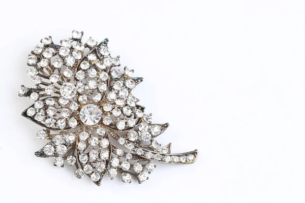 Diamond on flower brooch — Stock Photo, Image