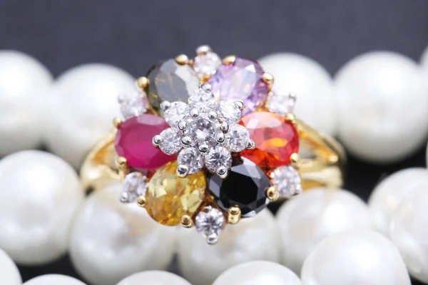 Ring with different color gemstone — Stock Photo, Image