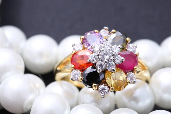 Ring with differet color gemstone — 스톡 사진