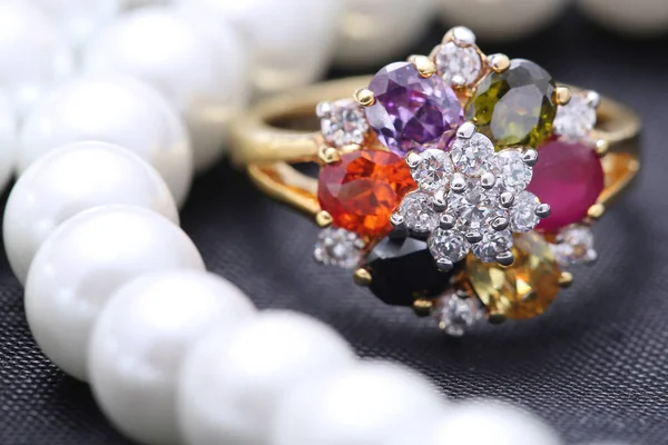 Ring with differet color gemstone — 스톡 사진