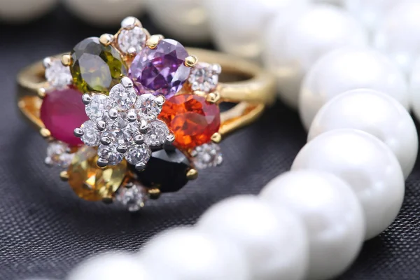 Ring with differet color gemstone — 스톡 사진