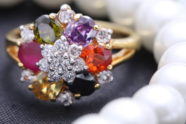 Ring with differet color gemstone — 스톡 사진