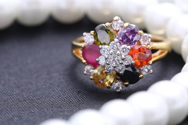 Ring with differet color gemstone — 스톡 사진