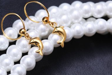 Bir çift küpe, altın yunus.