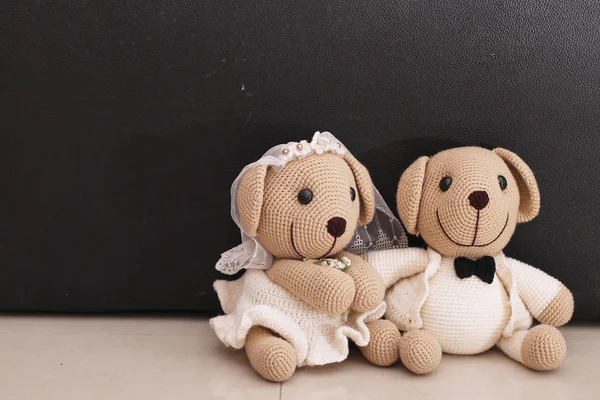 Boneka beruang jatuh cinta, Toy beruang dengan pernikahan — Stok Foto