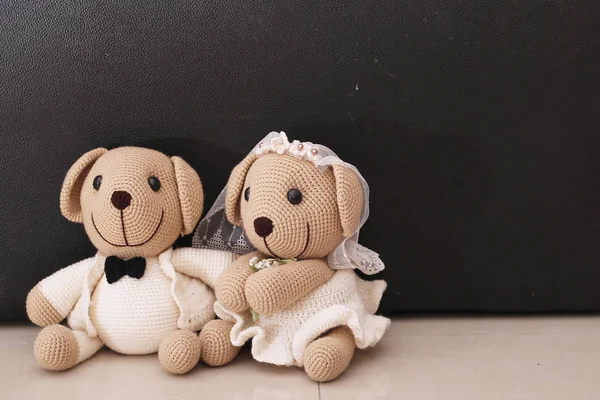 Bear doll in love, Toy bears with wedding — 스톡 사진