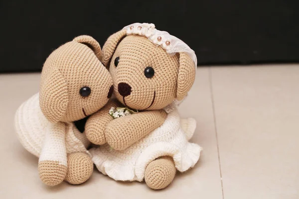 Bear doll in love, Toy bears with wedding — 스톡 사진