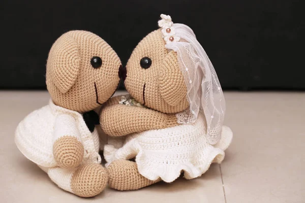 Aşık ayı, düğünlü oyuncak ayı. — Stok fotoğraf