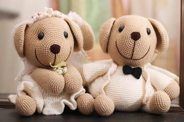 Bear doll in love, Toy bears with wedding — 스톡 사진