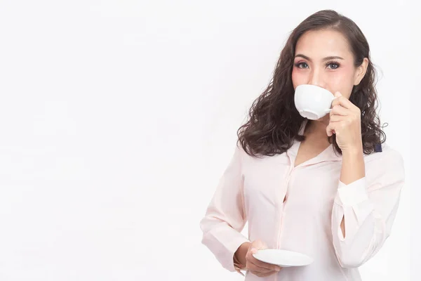 Das Mädchen und ihr Lieblingskaffee — Stockfoto