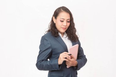 Beautiful businesswoman and her work