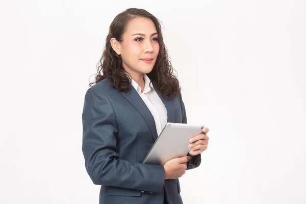 Mulher de negócios bonita e seu trabalho — Fotografia de Stock