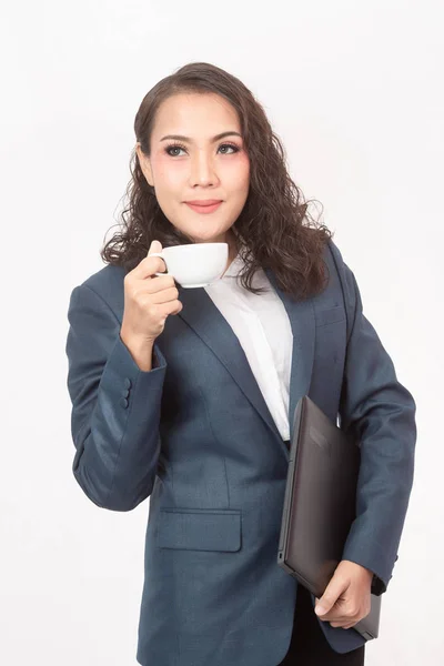 Beautiful businesswoman and her work — 图库照片