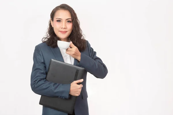Beautiful businesswoman and her work — Stock Photo, Image