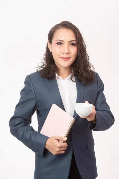 Hermosa mujer de negocios y su trabajo — Foto de Stock