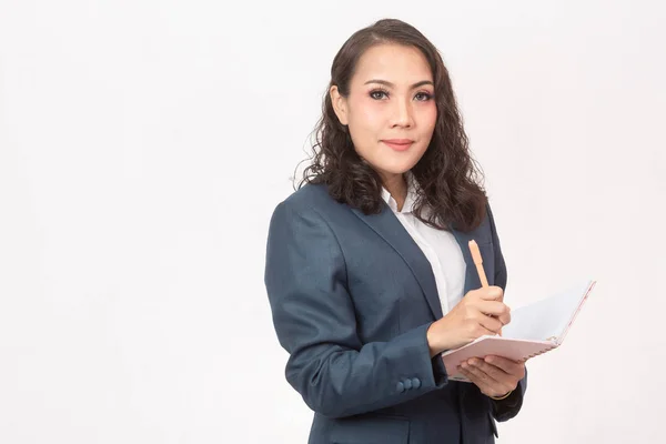 Mooie zakenvrouw en haar werk — Stockfoto