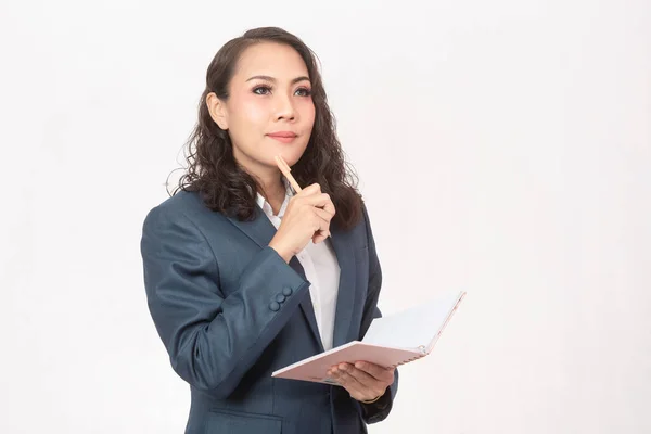 Mulher de negócios bonita e seu trabalho — Fotografia de Stock