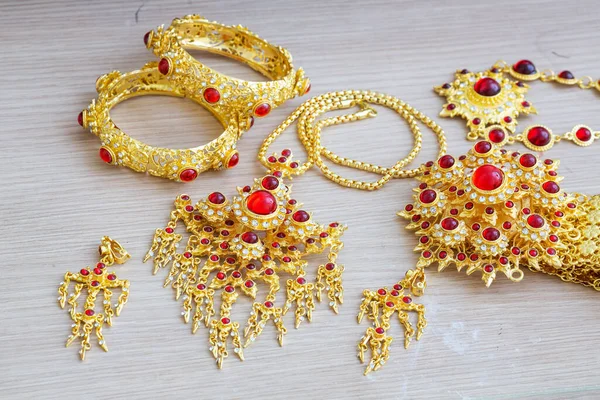 Accessories Thai style , Gold and red gem stone