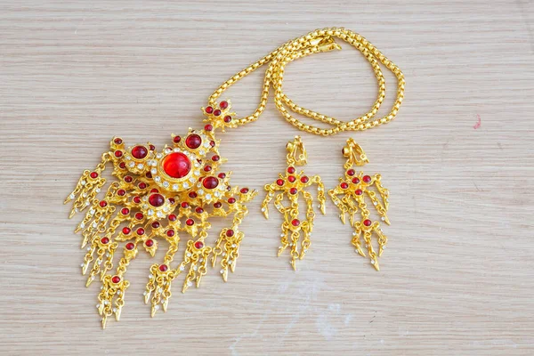 Accessories Thai style , Gold and red gem stone