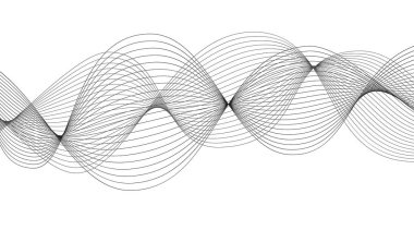 Siyah ve beyaz çizgi deseni. yumuşak arka plan. Dalga enerjisi geometrik tasarımı. Vektör illüstrasyonu.