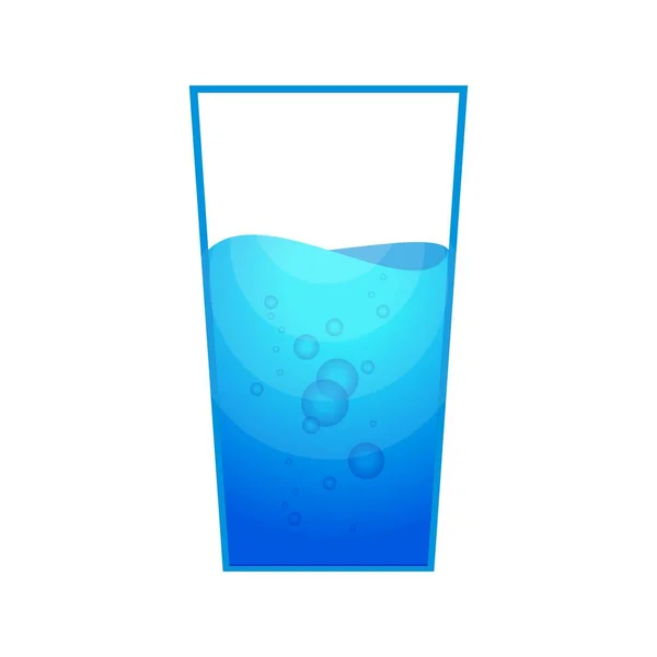 Glas mit frischem Wasser trinken. Flüssiges plätschert und plätschert vor sich hin. Vektor Illustration flaches Design isoliert auf weißem Hintergrund. — Stockvektor