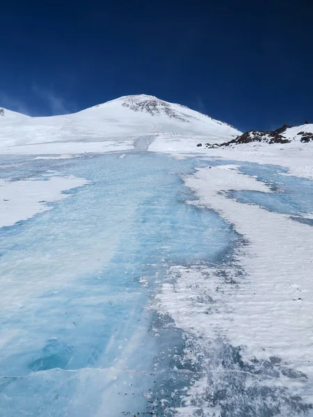 Skönhet Naturen Visa Toppen Elbrus Med Den Del Glaicer — Stockfoto