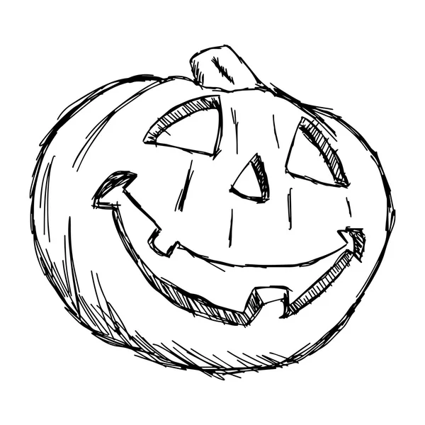 Ilustración vector dibujado a mano garabato de calabaza de halloween aislado sobre fondo blanco — Vector de stock