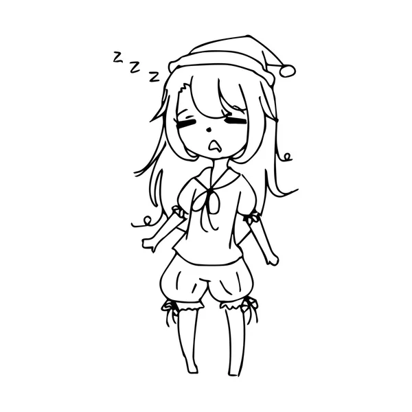 Illustration vector hand drawn doodle of sleeping girl — Διανυσματικό Αρχείο