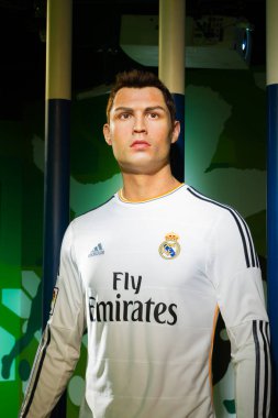 Bangkok, Tayland - 19 Aralık: Bir mumya Cristiano Ronaldo, Bangkok, Tayland için 19 Aralık 2015 Madame Tussauds, ekran.