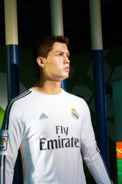 Bangkok, Tayland - 19 Aralık: Bir mumya Cristiano Ronaldo, Bangkok, Tayland için 19 Aralık 2015 Madame Tussauds, ekran.