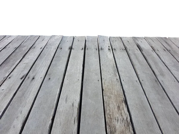 Vieja mesa de madera de tablones vintage en perspectiva aislado en blanco —  Fotos de Stock