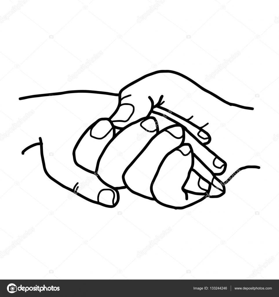 Illustration Vector Doodles Hand Drawn Two People Holding