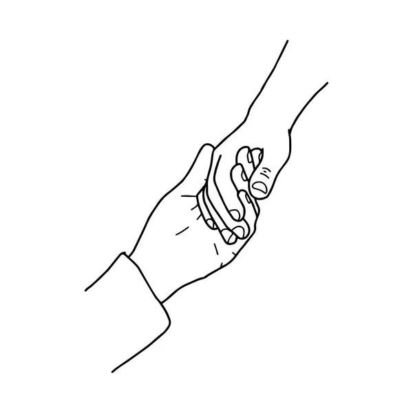Illustratie vector doodles hand getrokken hand in hand. — Stockvector