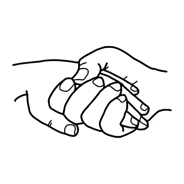 Illustration vector doodles hand drawn two people holding hands, love concept — Stock Vector