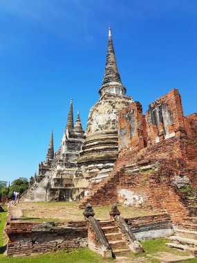 Ayutthaya Historical Park Wat Phra Sri Sanphet parçası. Tayland.