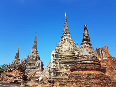 Ayutthaya Historical Park Wat Phra Sri Sanphet parçası. Tayland.